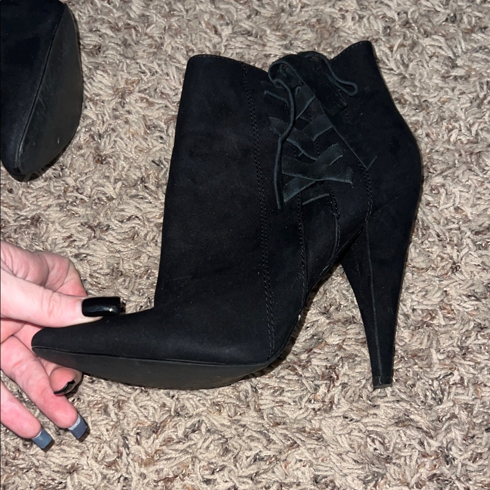 Express Black Suede Ankle Booties